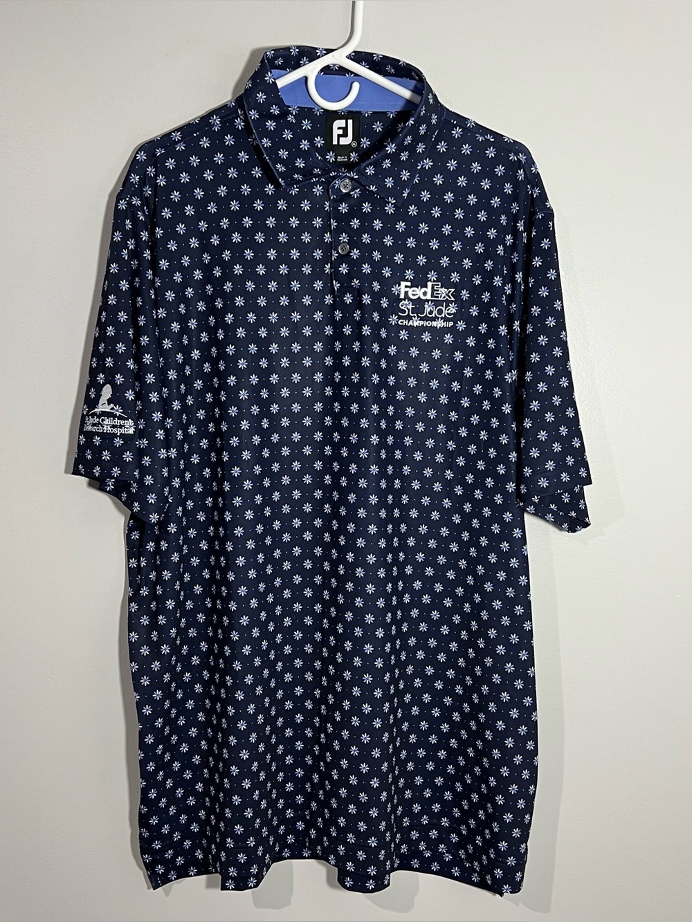 Footjoy FedEx St Jude’s Championship Floral Blue Short Sleeve Polo Shirt Mens XL